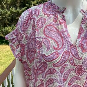 Paisley Print Ruffle Sleeve Top